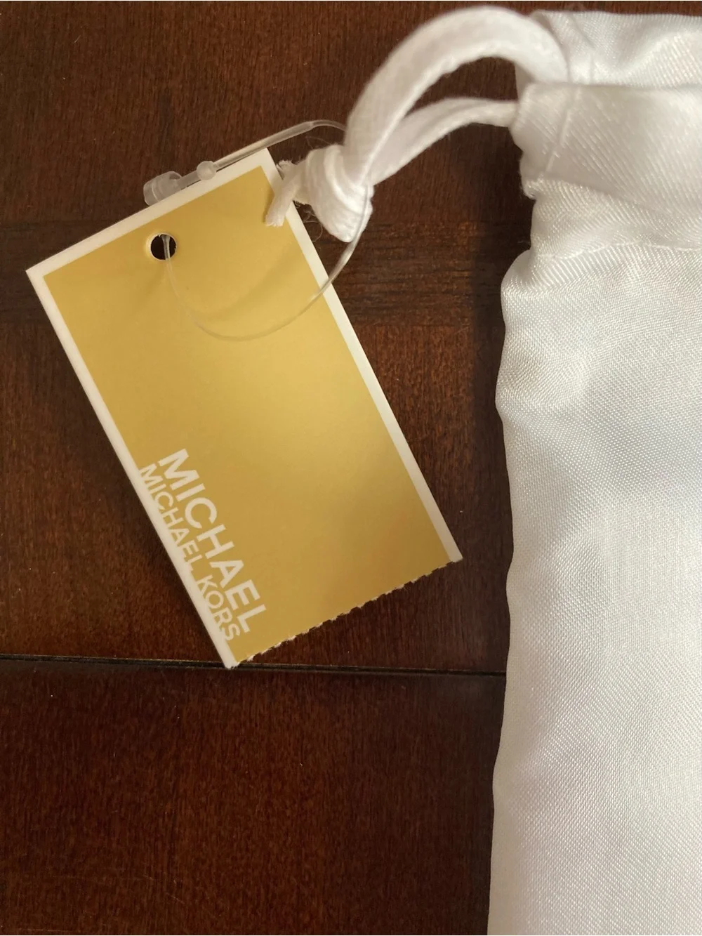 Michael Kors White Satin Drawstring Dust Bag Cover NWT 16” x 14”